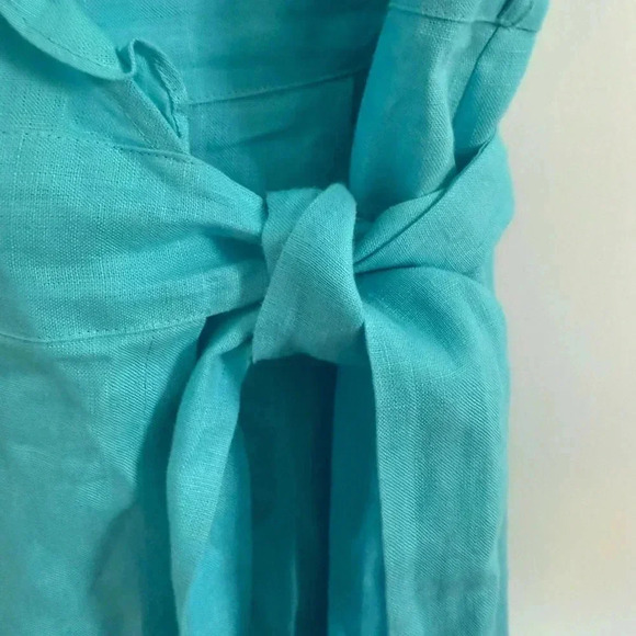J Crew Linen Wrap Dress Size 12 turquoise - Picture 3 of 6